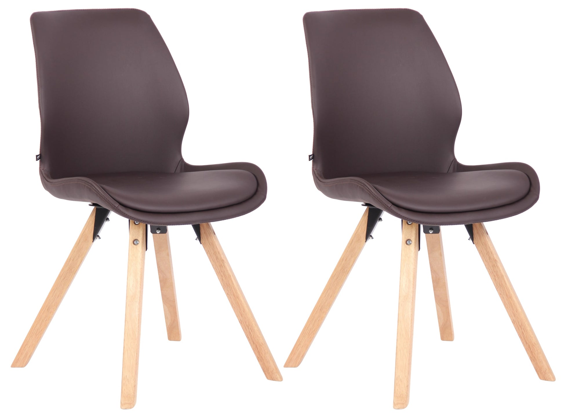 Set Kuipstoelen - Bezoekerstoelen - Comfortabele Zithouding, Polypropyleen & Kunstleder Kleur bruin Materiaal kunstleer