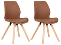 Set Kuipstoelen - Bezoekerstoelen - Comfortabele Zithouding, Polypropyleen & Kunstleder Kleur lichtbruin Materiaal kunstleer