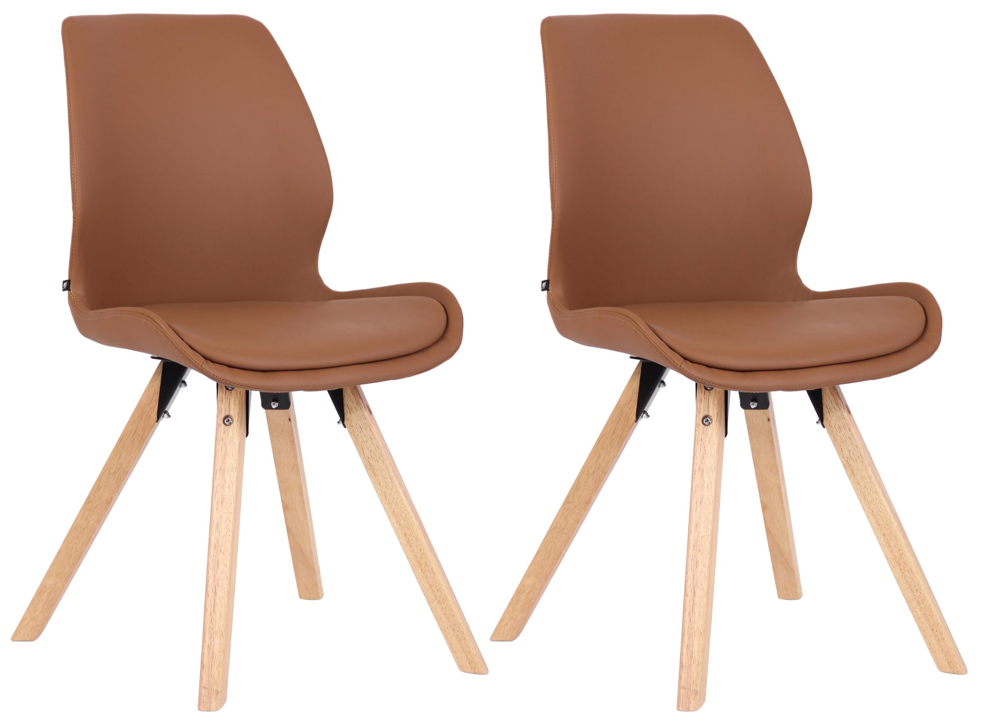 Set Kuipstoelen - Bezoekerstoelen - Comfortabele Zithouding, Polypropyleen & Kunstleder Kleur lichtbruin Materiaal kunstleer