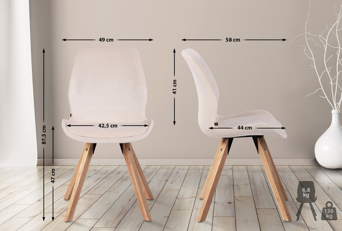 Set van 2 Moderne Eetkamerstoelen - Dining Chairs - Langdurig Comfort Kleur crème