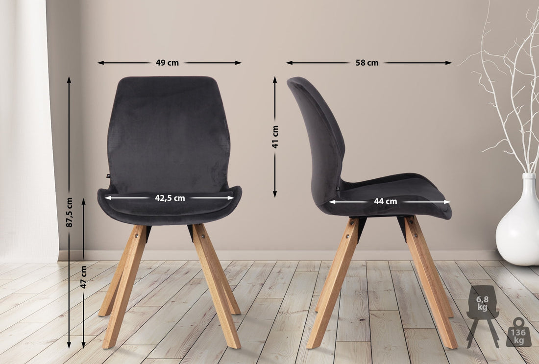 2-delige Set Eetkamerstoelen - Keukenstoelen - Comfortabel Zitten Kleur donkergrijs