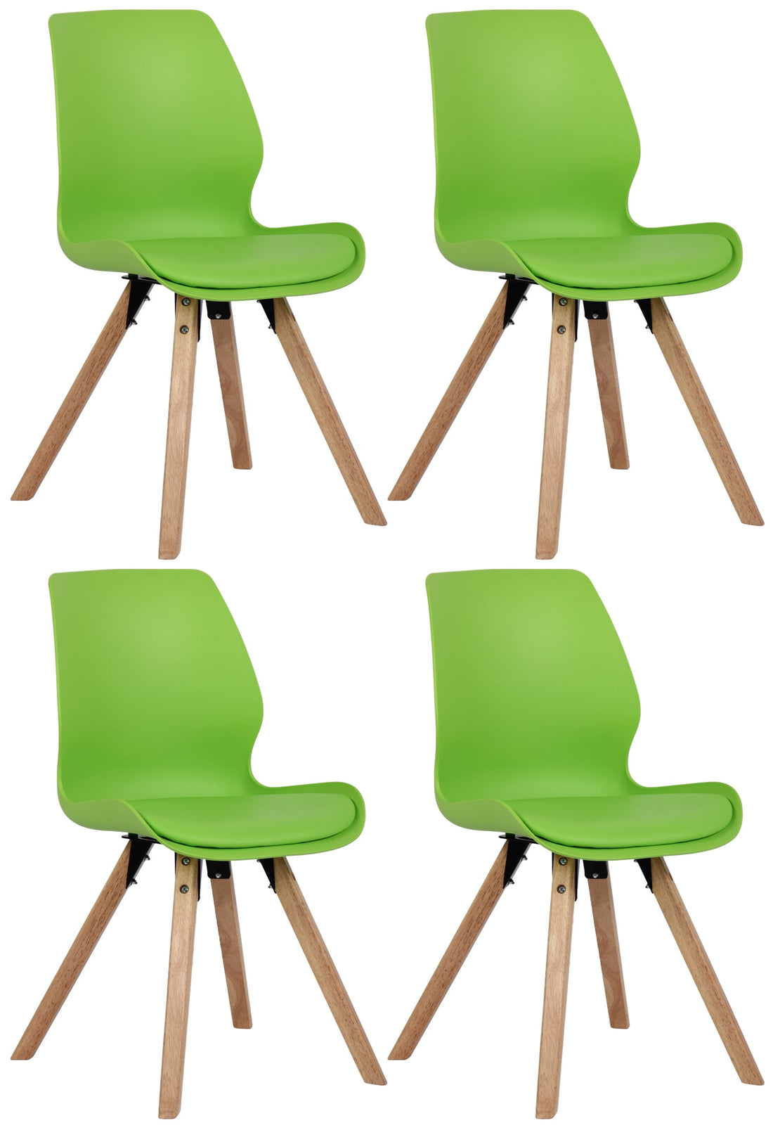 Set van 4 Eetkamerstoelen - Bezoekersstoelen - Comfortabel Zitcomfort Kleur groen Materiaal KunstStof