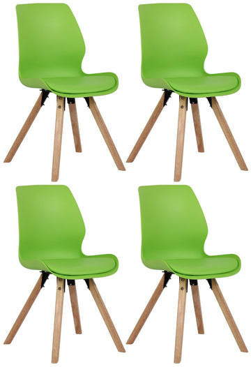 Set van 4 Eetkamerstoelen - Bezoekersstoelen - Comfortabel Zitcomfort Kleur groen Materiaal KunstStof