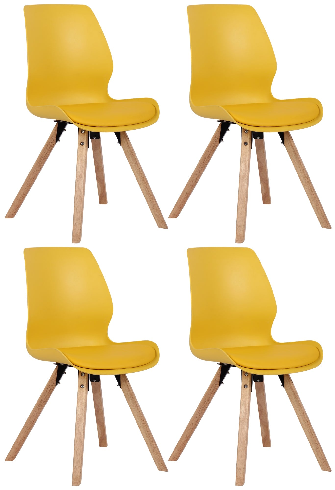 Set van 4 Eetkamerstoelen - Bezoekersstoelen - Comfortabel Zitcomfort Kleur geel Materiaal KunstStof