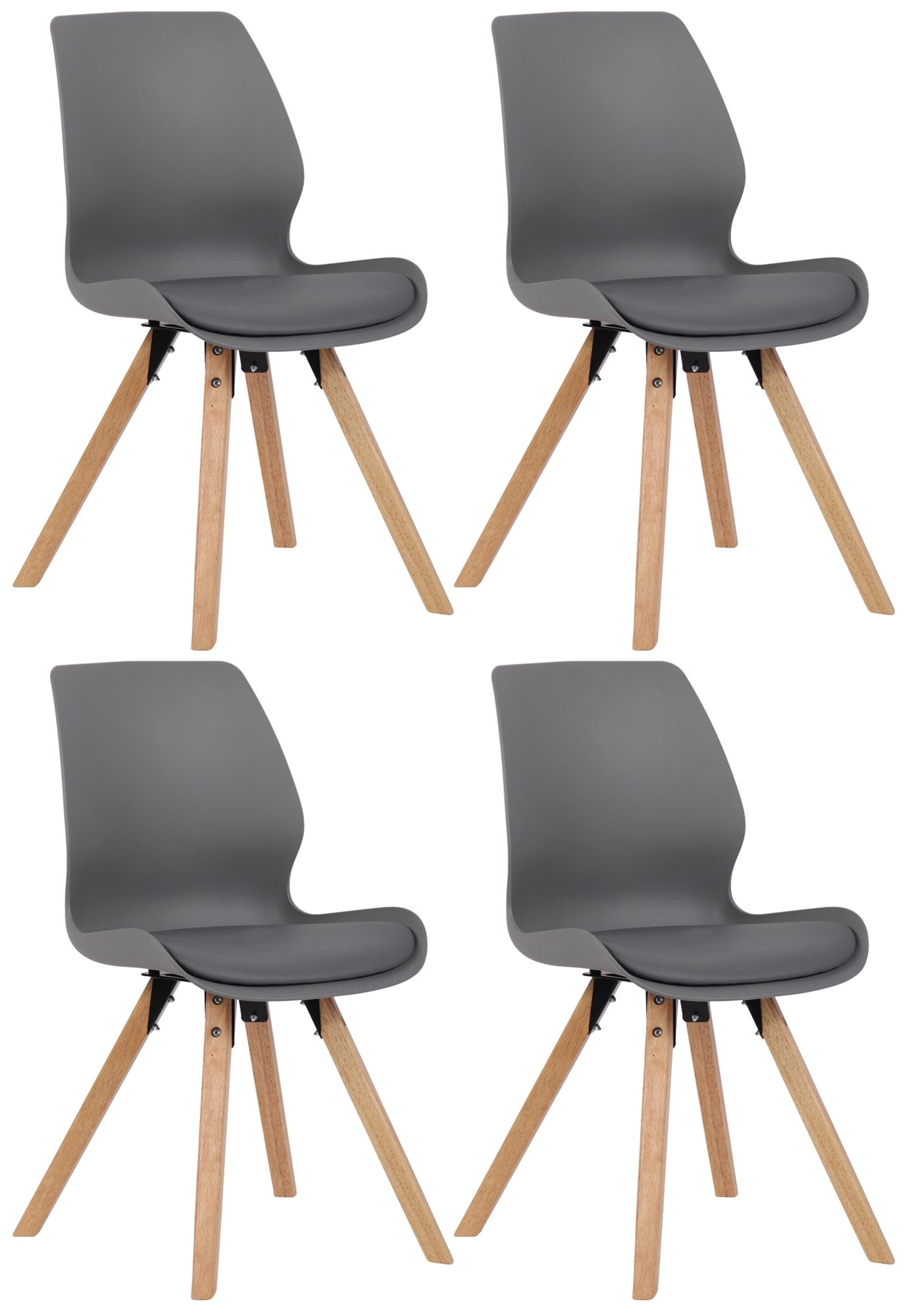 Set van 4 Eetkamerstoelen - Bezoekersstoelen - Comfortabel Zitcomfort Kleur grijs Materiaal KunstStof