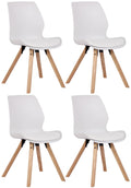 Set van 4 Eetkamerstoelen - Bezoekersstoelen - Comfortabel Zitcomfort Kleur wit Materiaal KunstStof