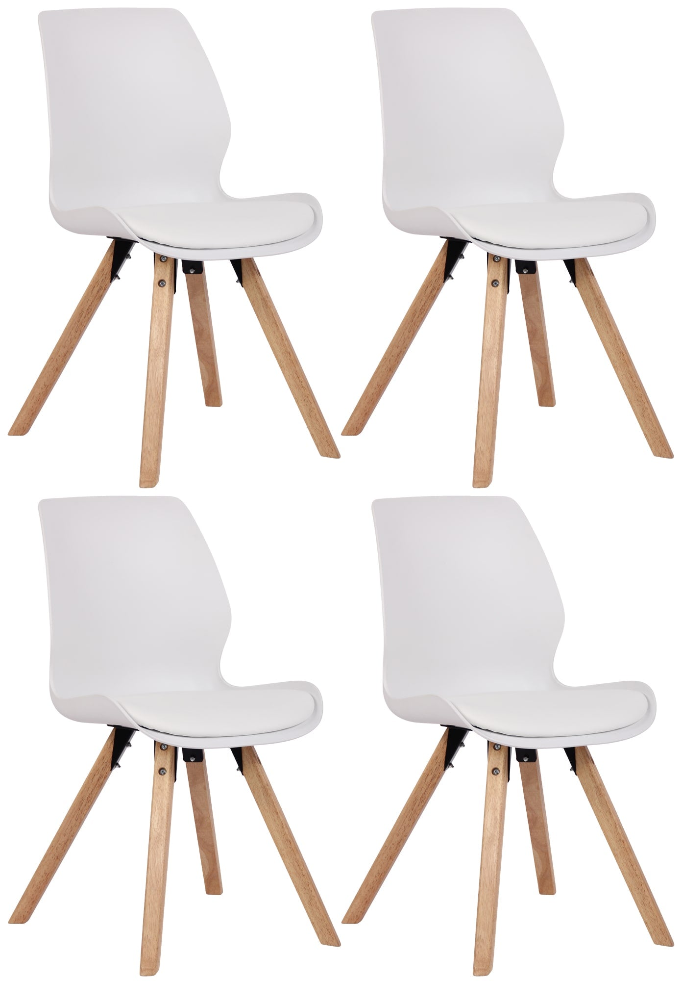Set van 4 Eetkamerstoelen - Bezoekersstoelen - Comfortabel Zitcomfort Kleur wit Materiaal KunstStof