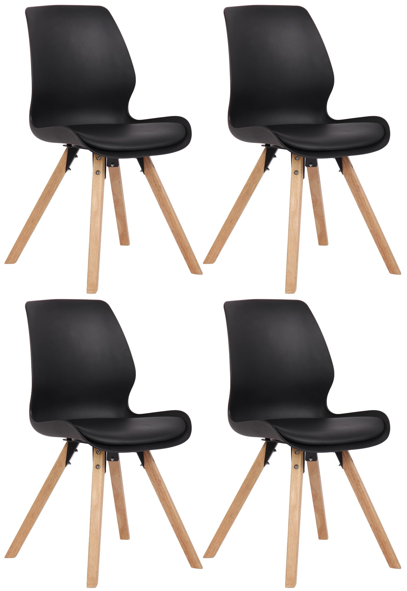 Set van 4 Eetkamerstoelen - Bezoekersstoelen - Comfortabel Zitcomfort Kleur zwart Materiaal KunstStof