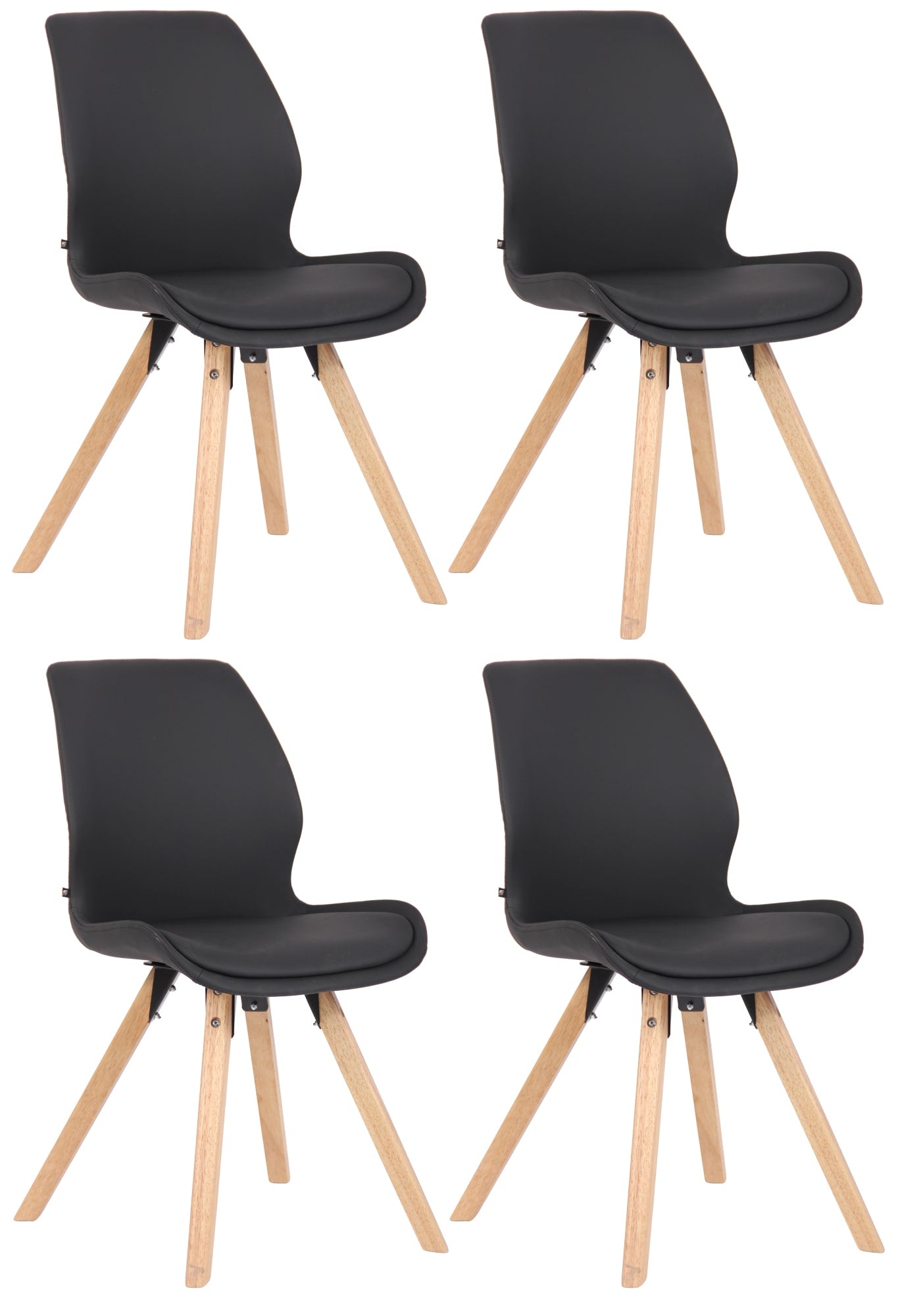 Set van 4 Eetkamerstoelen - Stoelen - Comfortabele Zithouding Kleur zwart