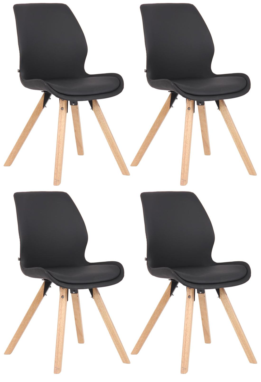 Set van 4 Eetkamerstoelen - Stoelen - Comfortabele Zithouding Kleur zwart