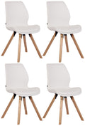 Set van 4 Eetkamerstoelen - Bezoekersstoelen - Comfortabel Zitcomfort Kleur wit Materiaal kunstleer
