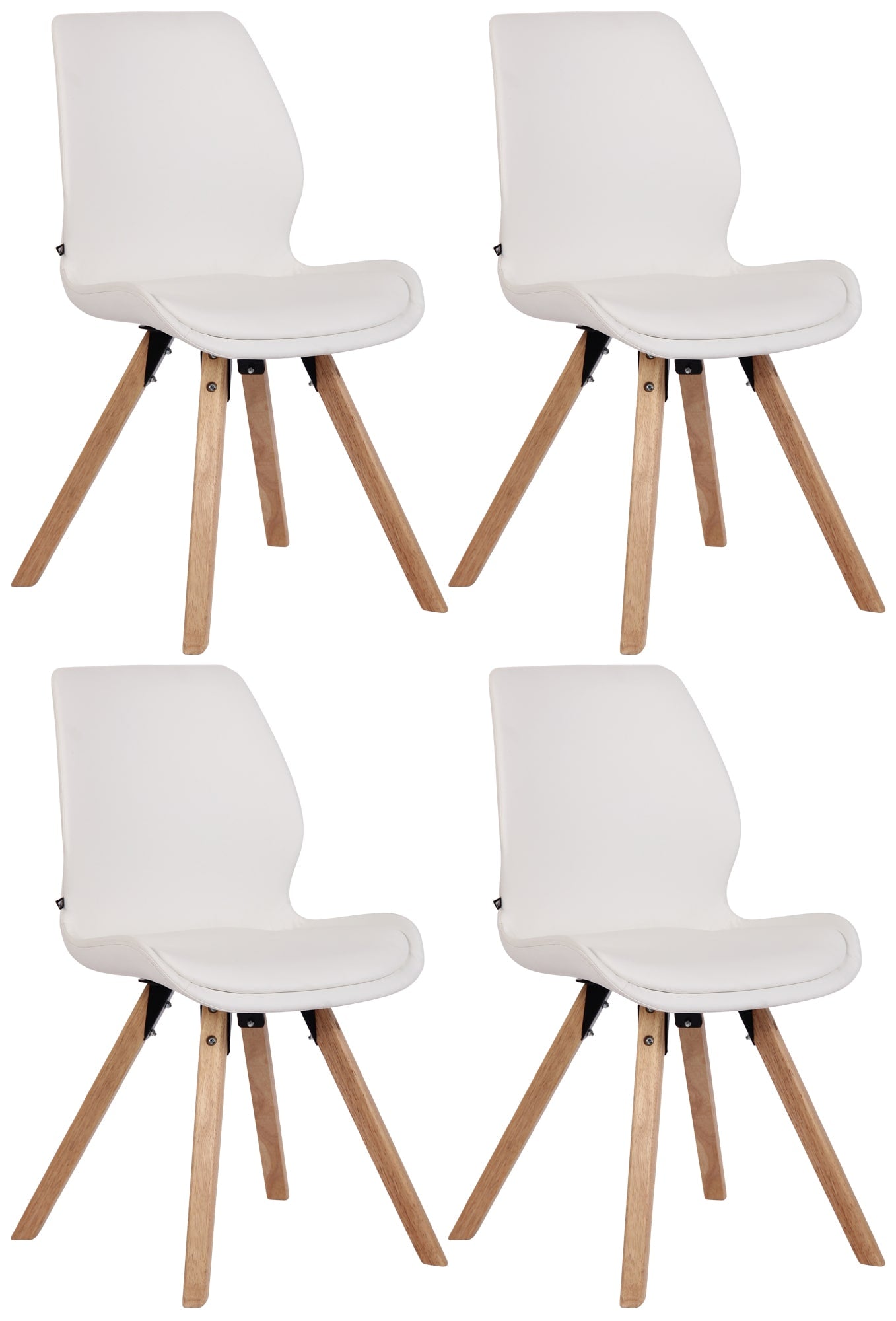 Set van 4 Eetkamerstoelen - Bezoekersstoelen - Comfortabel Zitcomfort Kleur wit Materiaal kunstleer
