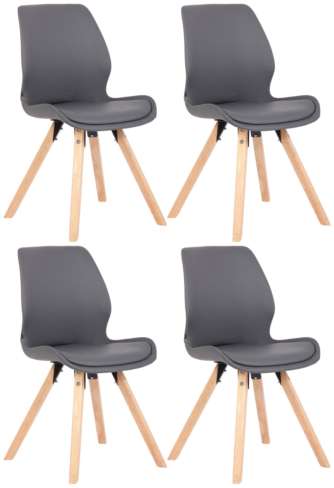 Set van 4 Eetkamerstoelen - Keukenstoelen - Comfortabele Zithouding Kleur grijs