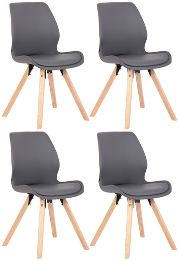 Set van 4 Eetkamerstoelen - Keukenstoelen - Comfortabele Zithouding Kleur grijs
