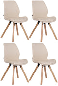 Set van 4 Eetkamerstoelen - Bezoekersstoelen - Comfortabel Zitcomfort Kleur crème Materiaal kunstleer