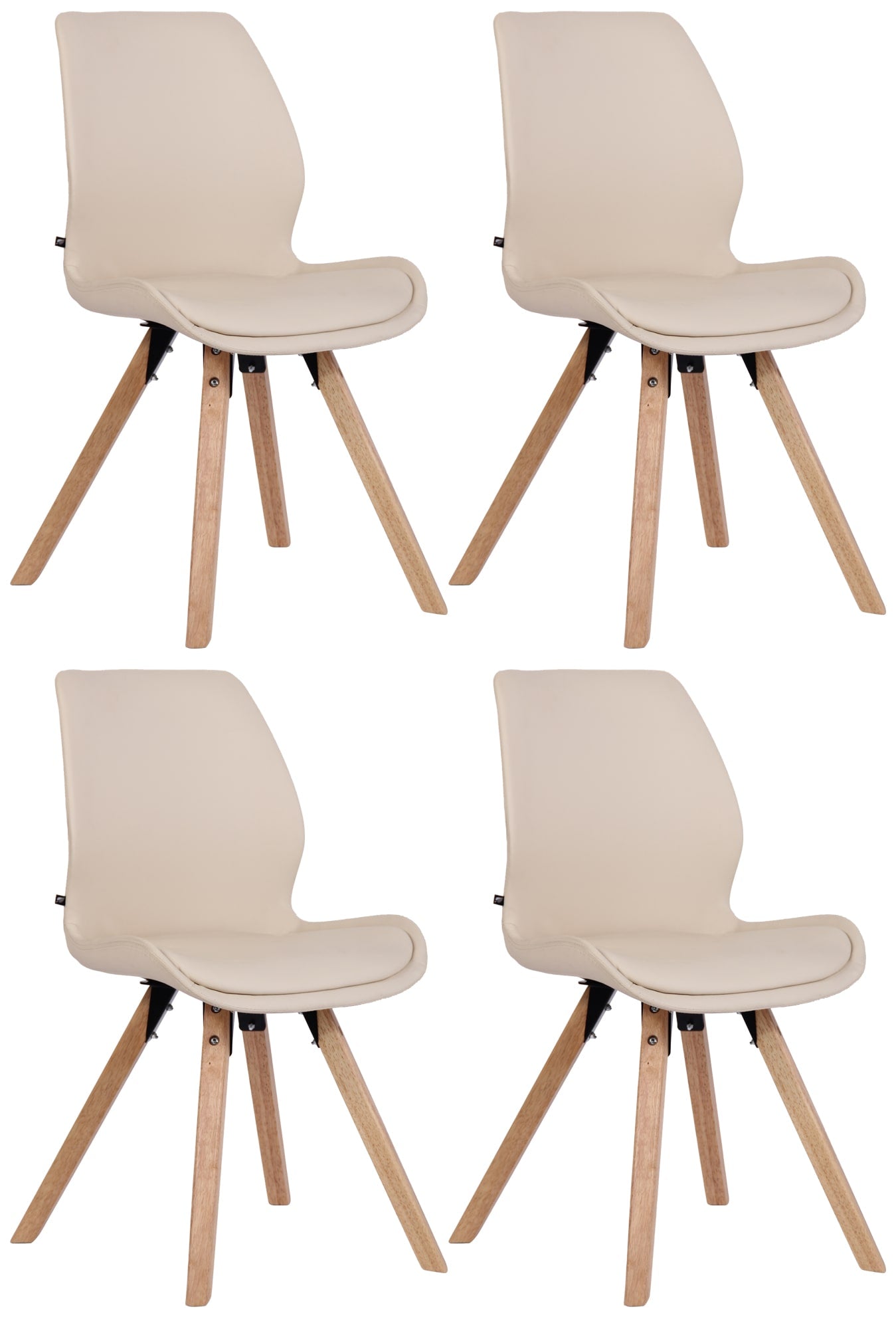 Set van 4 Eetkamerstoelen - Bezoekersstoelen - Comfortabel Zitcomfort Kleur crème Materiaal kunstleer