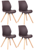 Set van 4 Eetkamerstoelen - Bezoekersstoelen - Comfortabel Zitcomfort Kleur bruin Materiaal kunstleer
