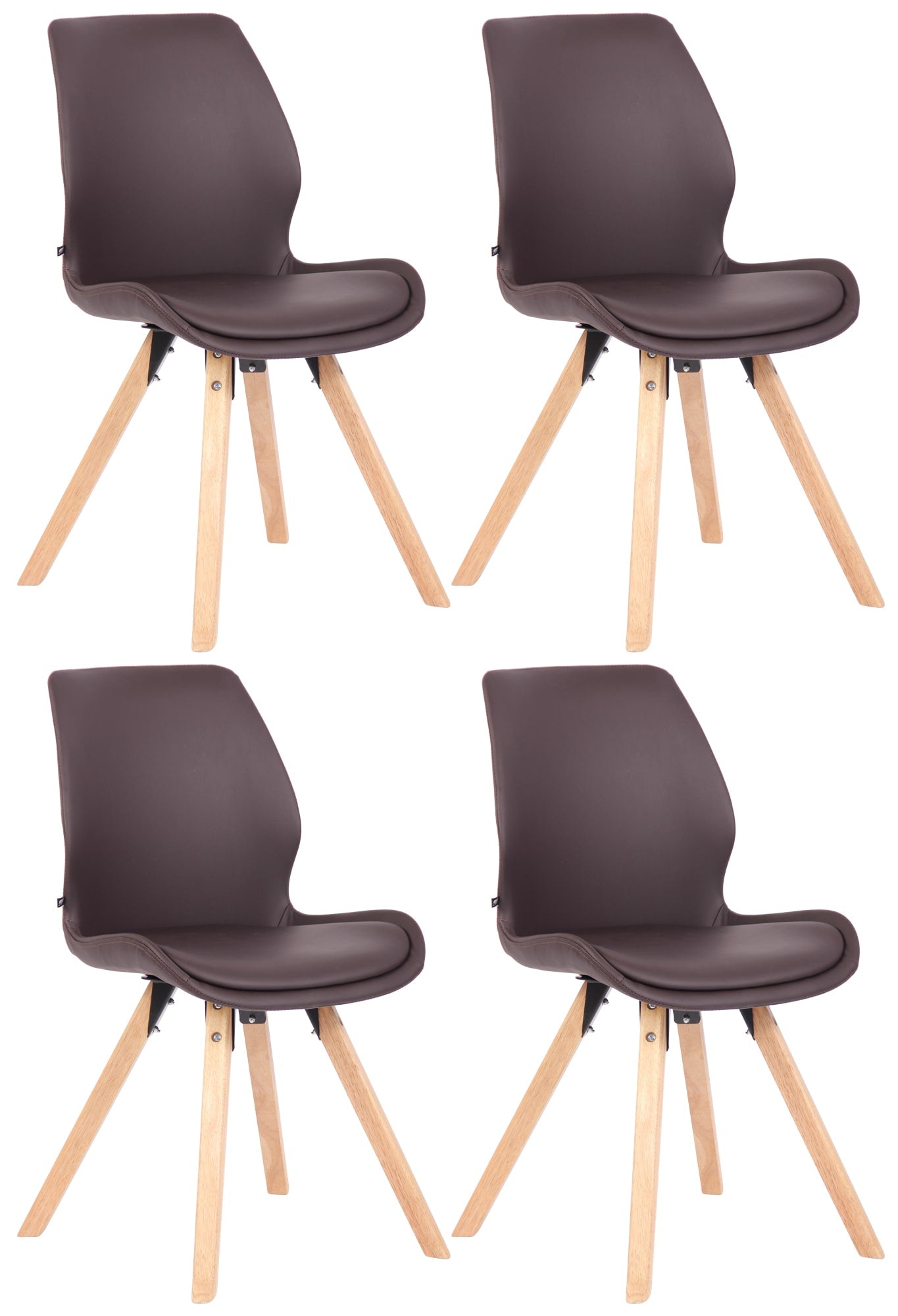 Set van 4 Eetkamerstoelen - Bezoekersstoelen - Comfortabel Zitcomfort Kleur bruin Materiaal kunstleer