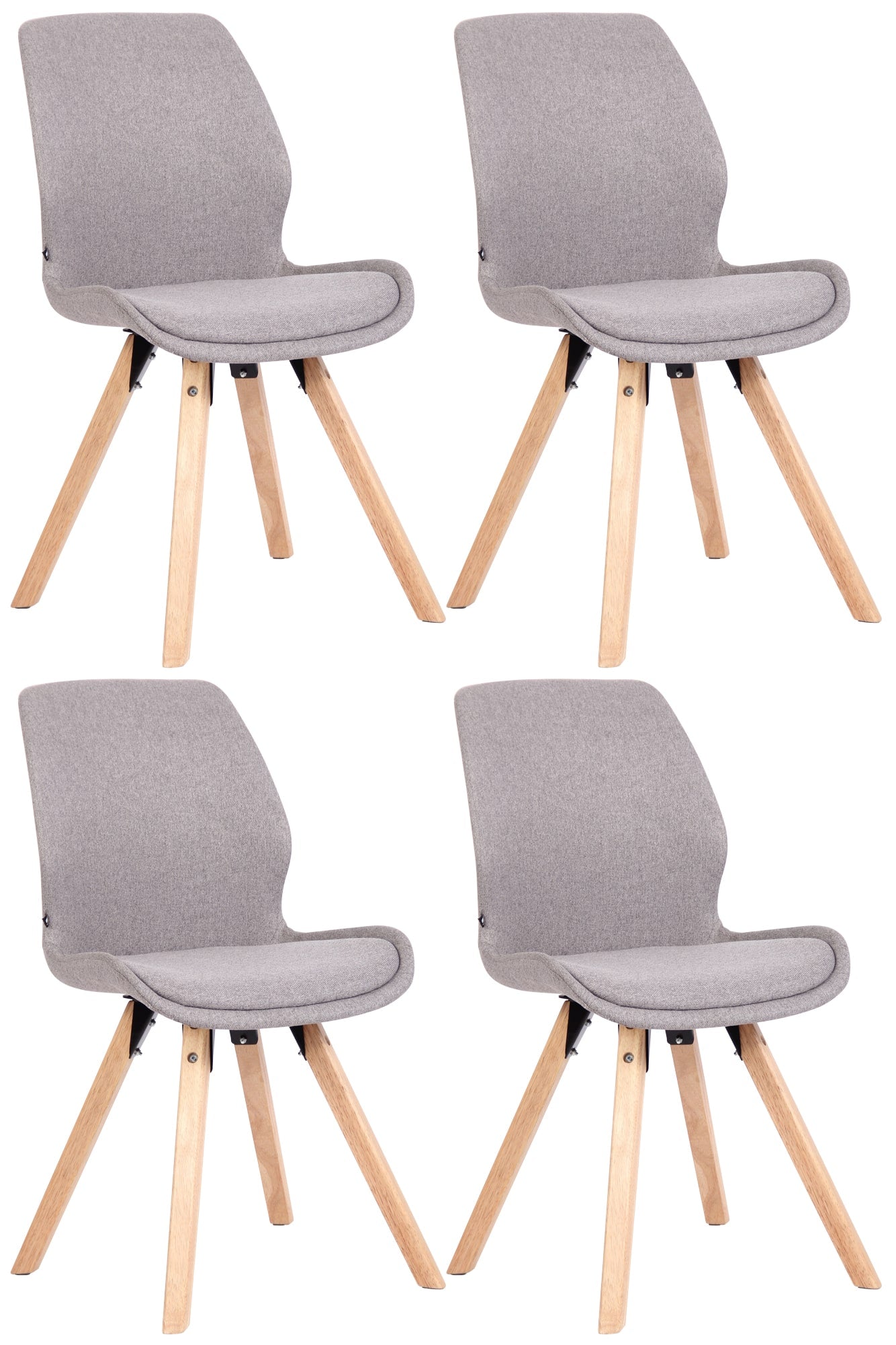 Set van 4 Eetkamerstoelen - Bezoekersstoelen - Comfortabel Zitcomfort Kleur grijs Materiaal Stof