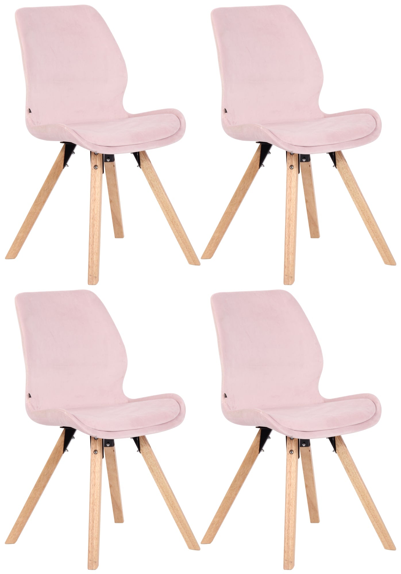 Set van 4 Eetkamerstoelen - Bezoekersstoelen - Comfortabel Zitcomfort Kleur roze Materiaal zacht