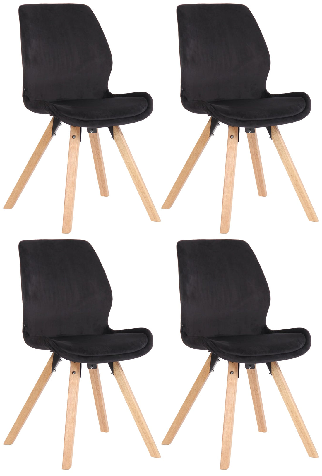 Set van 4 Eetkamerstoelen - Keukenstoelen - Optimaal Zitcomfort, Stijlvolle Houten Poten Kleur zwart