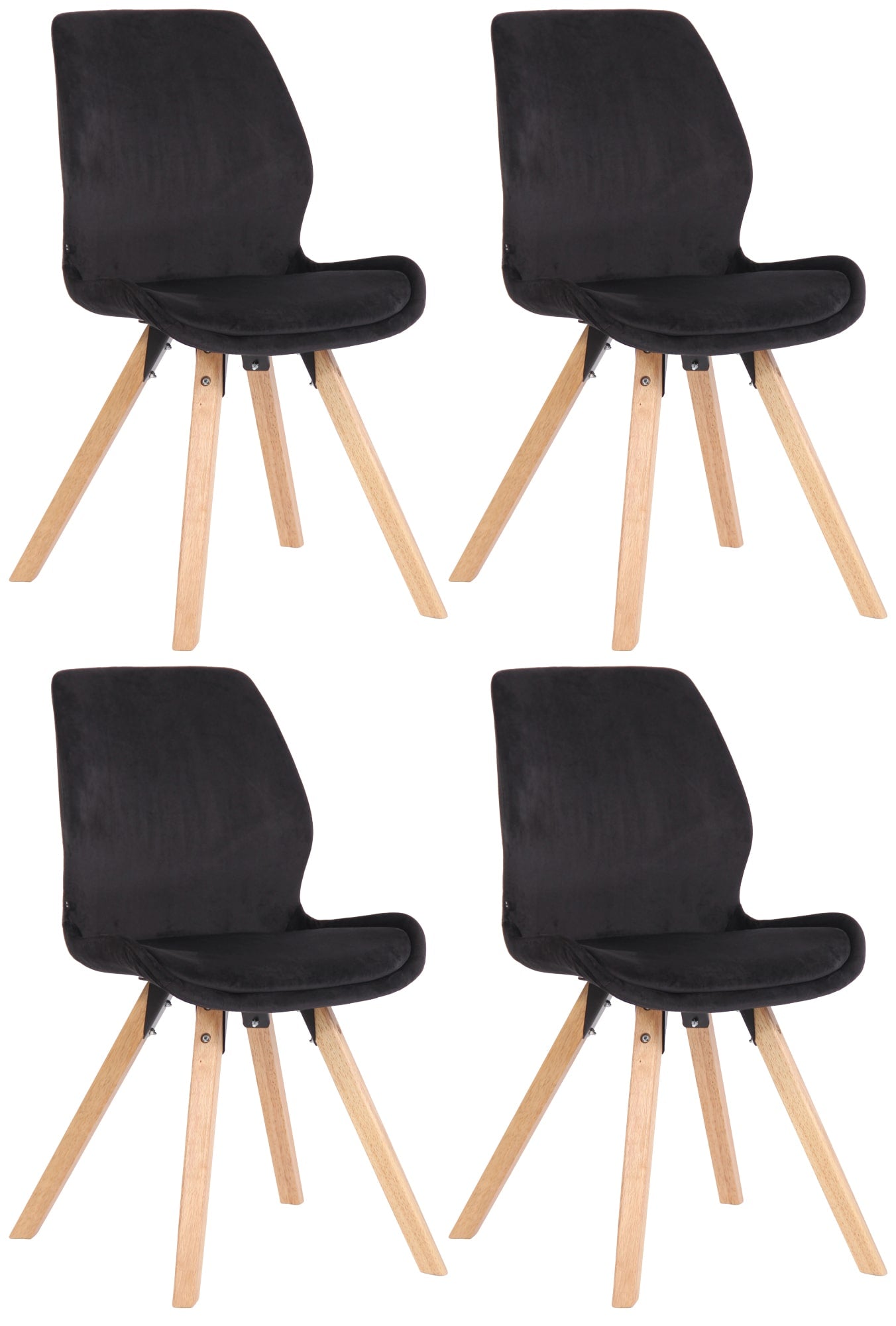 Set van 4 Eetkamerstoelen - Keukenstoelen - Optimaal Zitcomfort, Stijlvolle Houten Poten Kleur zwart