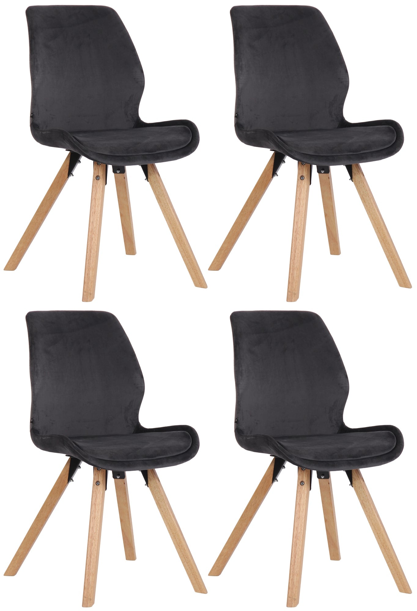 4-delige Set Eetkamerstoelen - Eetkamerstoelen - Comfortabel Zitcomfort Kleur donkergrijs