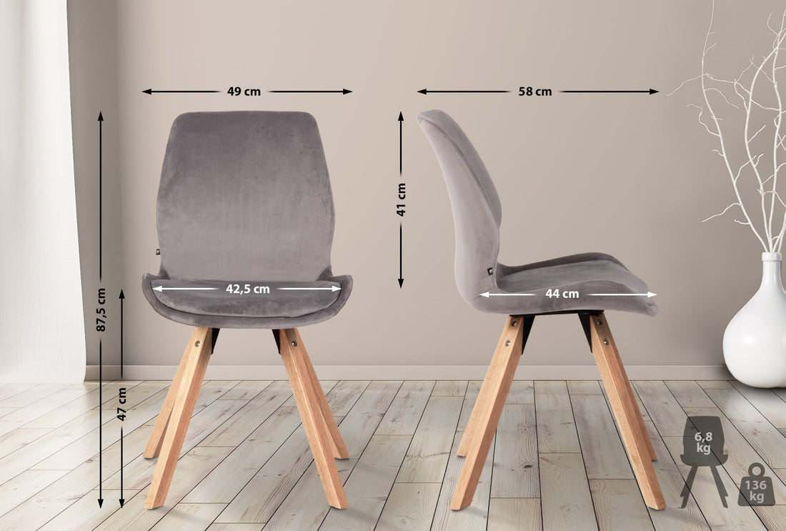 4-delige Set Eetkamerstoelen - Keukenstoelen - Ultiem Comfort, Ergonomisch Ontwerp Kleur grijs