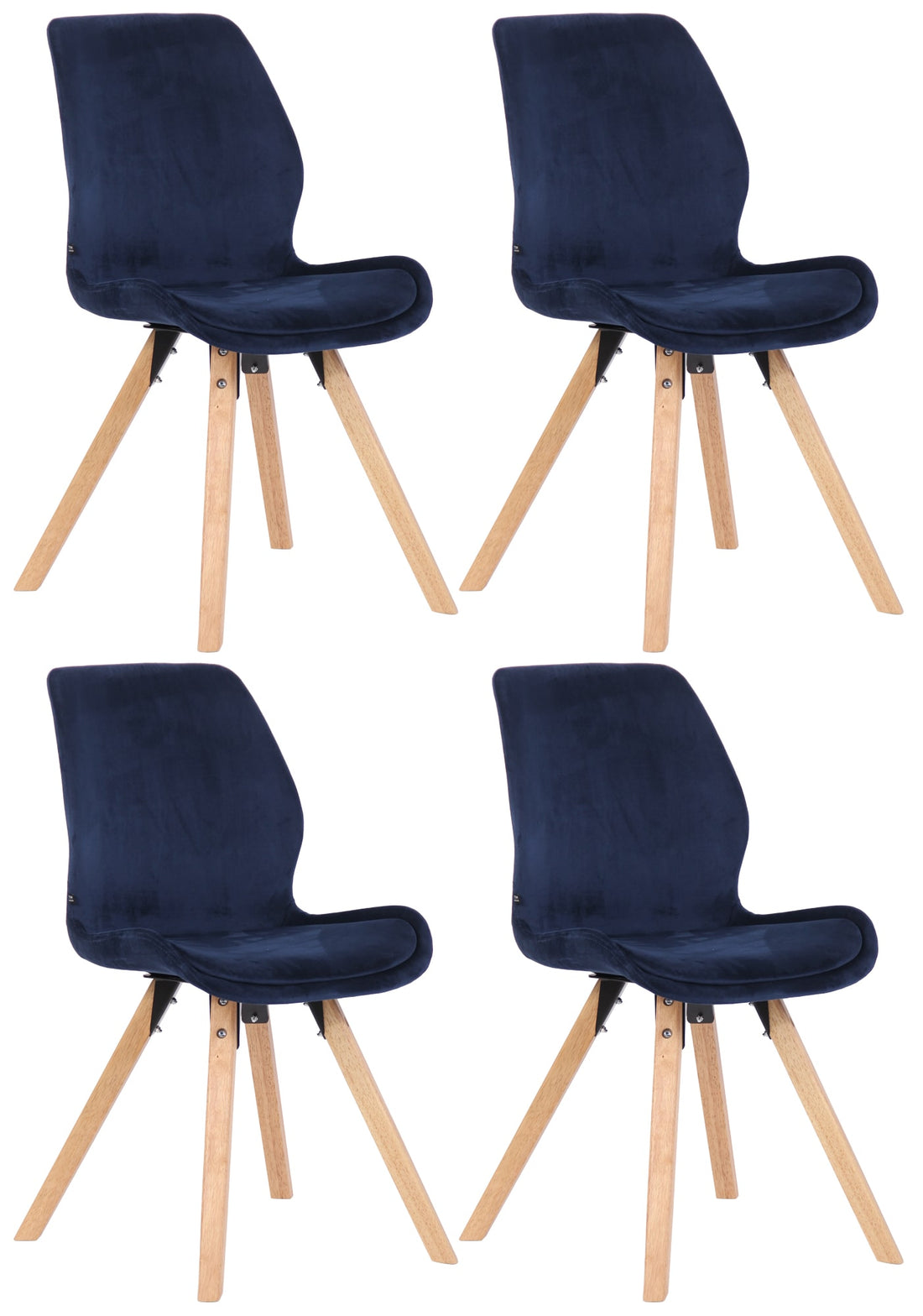 Set van 4 Eetkamerstoelen - Keukenstoelen - Comfortabele Zit, Stijlvolle Materiaalmix Kleur blauw