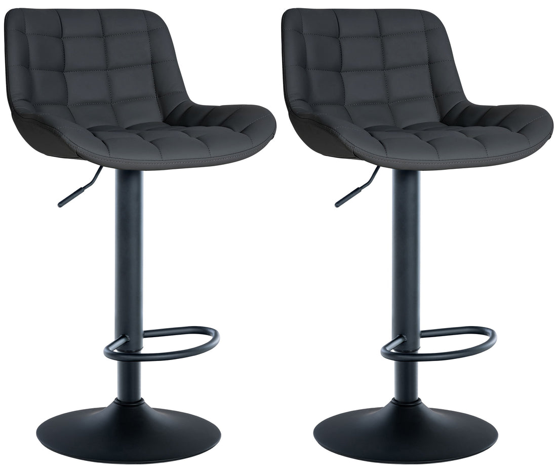 2-delige set Elegante Barstoelen - Barkrukken - Verstelbare Hoogte Kleur zwart Materiaal kunstleer