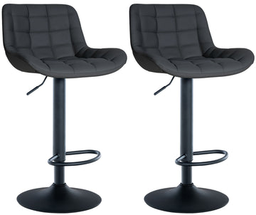 2-delige set Elegante Barstoelen - Barkrukken - Verstelbare Hoogte Kleur zwart Materiaal kunstleer