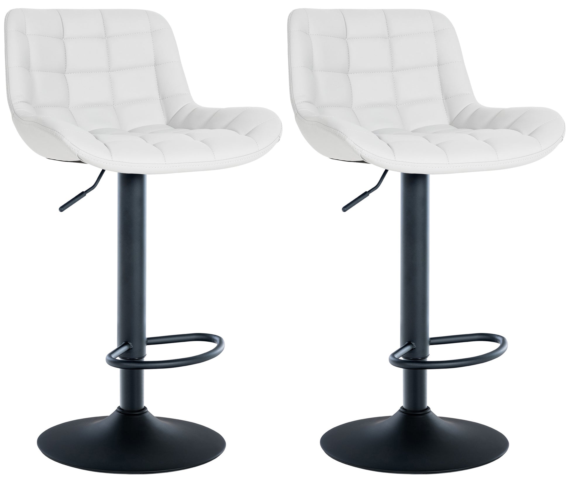 2-delige set Elegante Barstoelen - Barkrukken - Verstelbare Hoogte Kleur wit Materiaal kunstleer