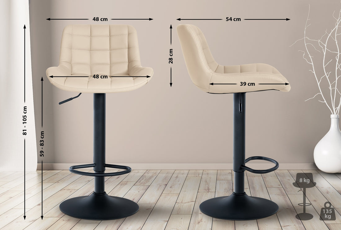 2-delige Barkrukken Set - Hoge Krukken - Stijlvol Design & Comfort Kleur crème