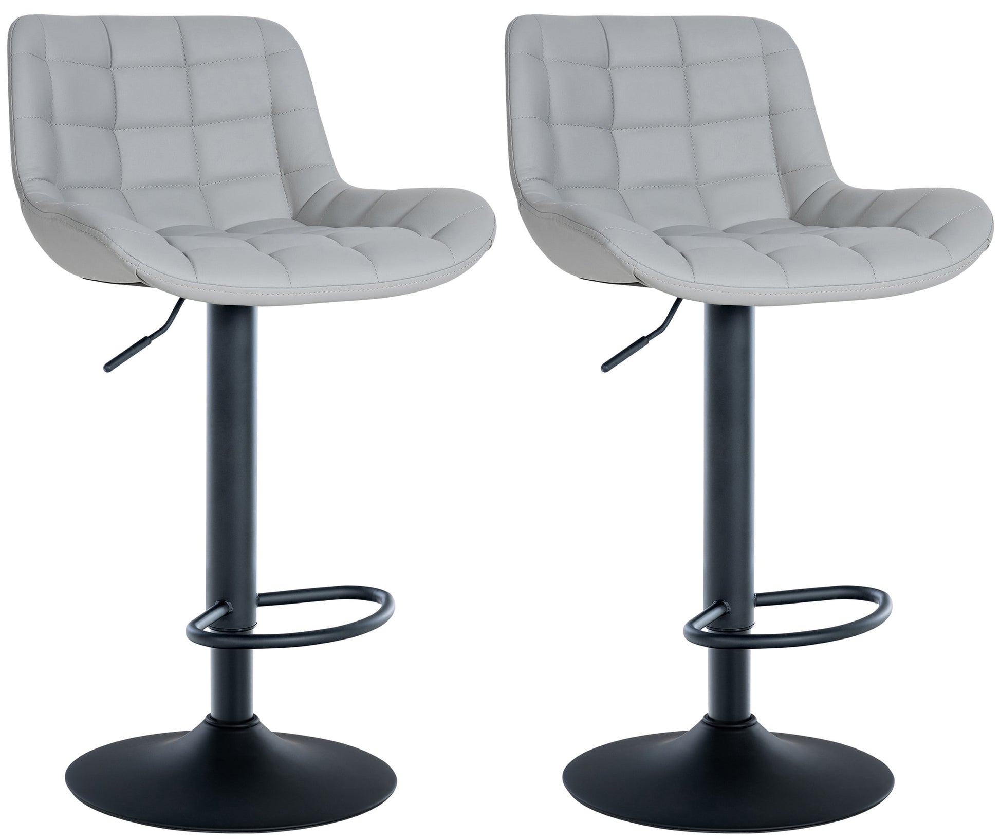 2-delige set Elegante Barstoelen - Barkrukken - Verstelbare Hoogte Kleur grijs Materiaal kunstleer