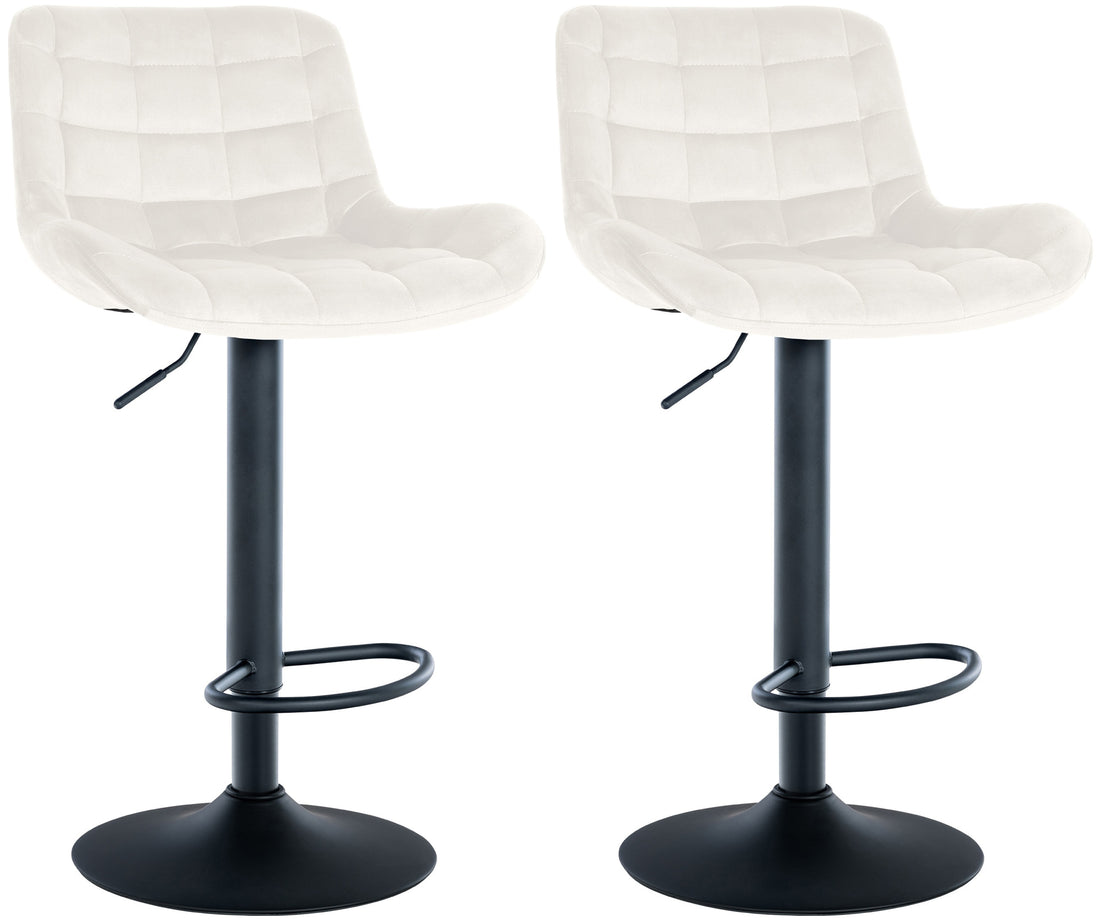 2-delige set Draaibare Barkrukken - Barstoelen - Comfortabele Stof & Fluweel‍‍ Kleur crème
