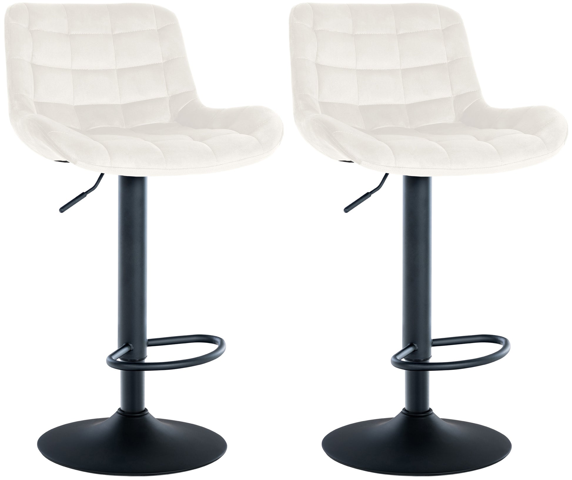 2-delige set Draaibare Barkrukken - Barstoelen - Comfortabele Stof & Fluweel‍‍ Kleur crème