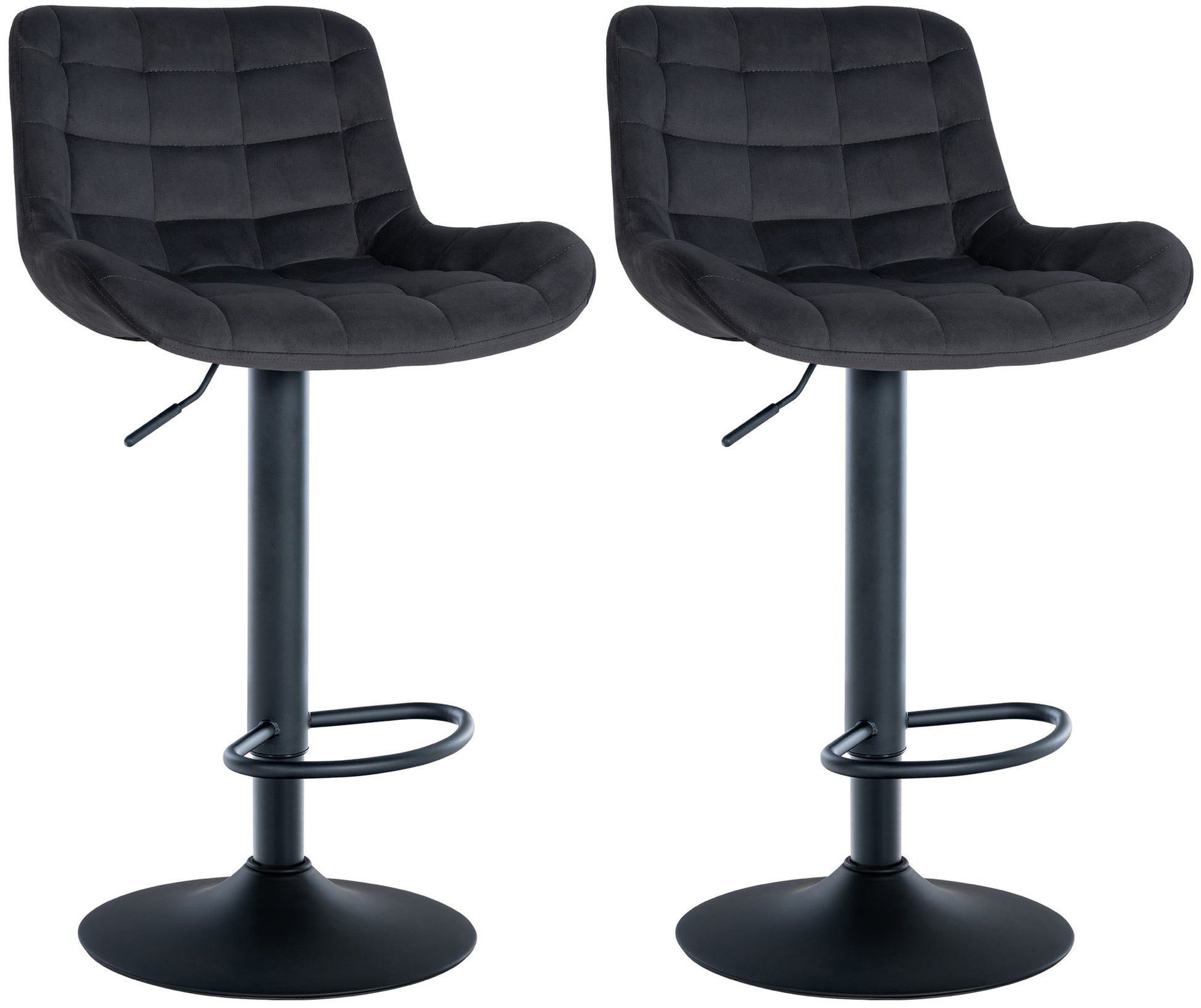 2-delige set Elegante Barstoelen - Barkrukken - Verstelbare Hoogte Kleur zwart Materiaal zacht