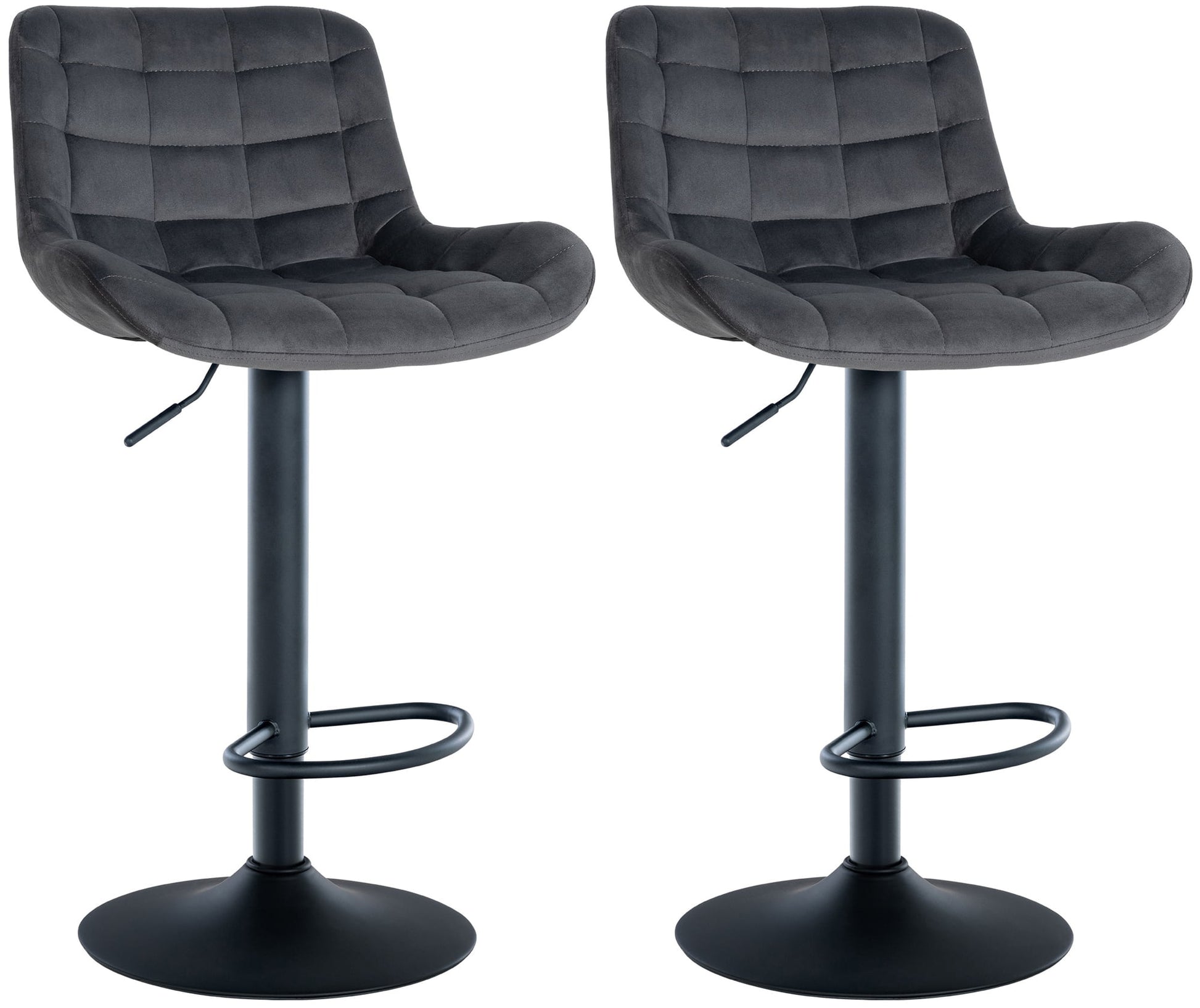 2-delige set Elegante Barstoelen - Barkrukken - Verstelbare Hoogte Kleur donkergrijs Materiaal zacht