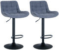 2-delige set Elegante Barstoelen - Barkrukken - Verstelbare Hoogte Kleur blauw Materiaal Stof
