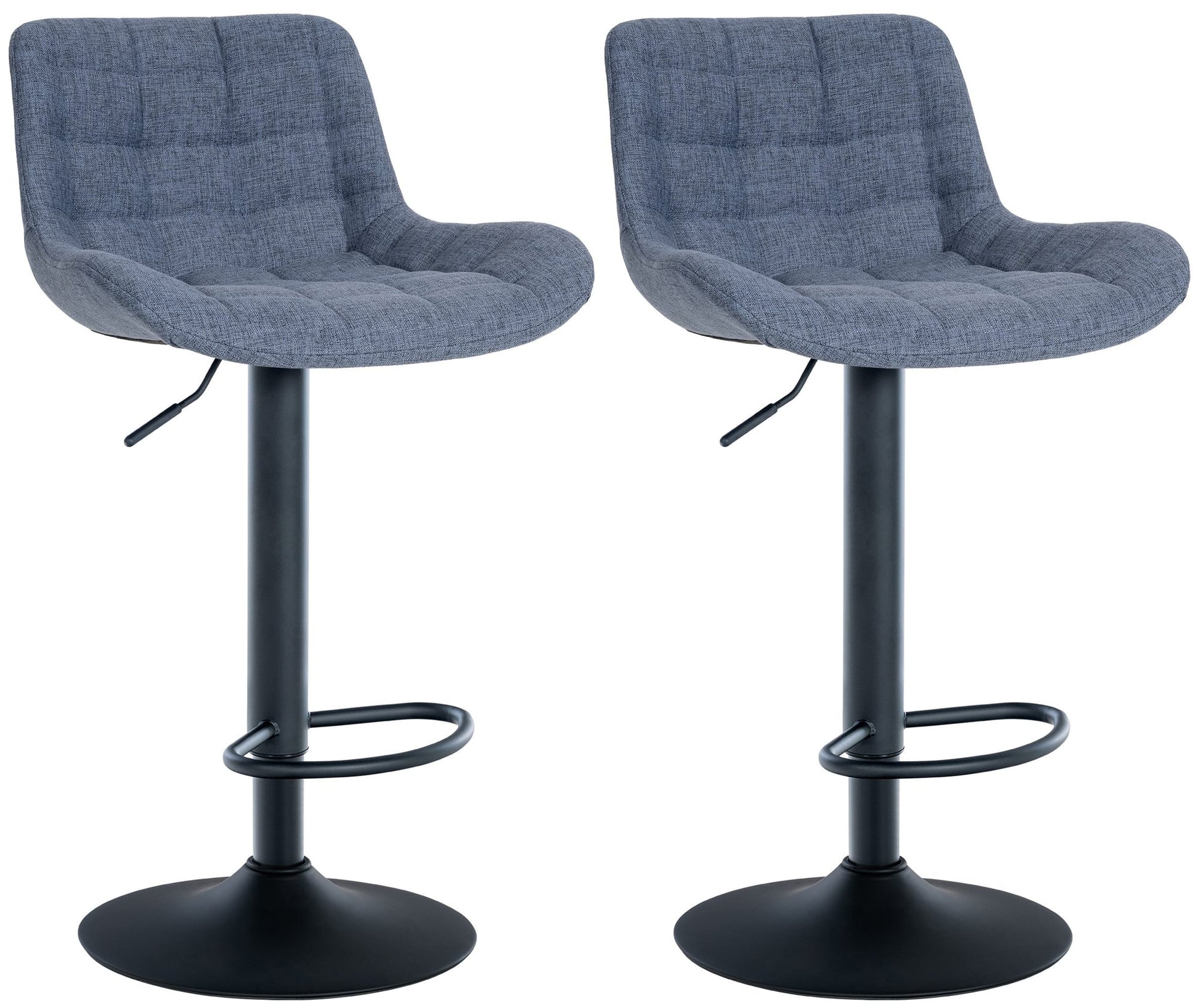2-delige set Elegante Barstoelen - Barkrukken - Verstelbare Hoogte Kleur blauw Materiaal Stof
