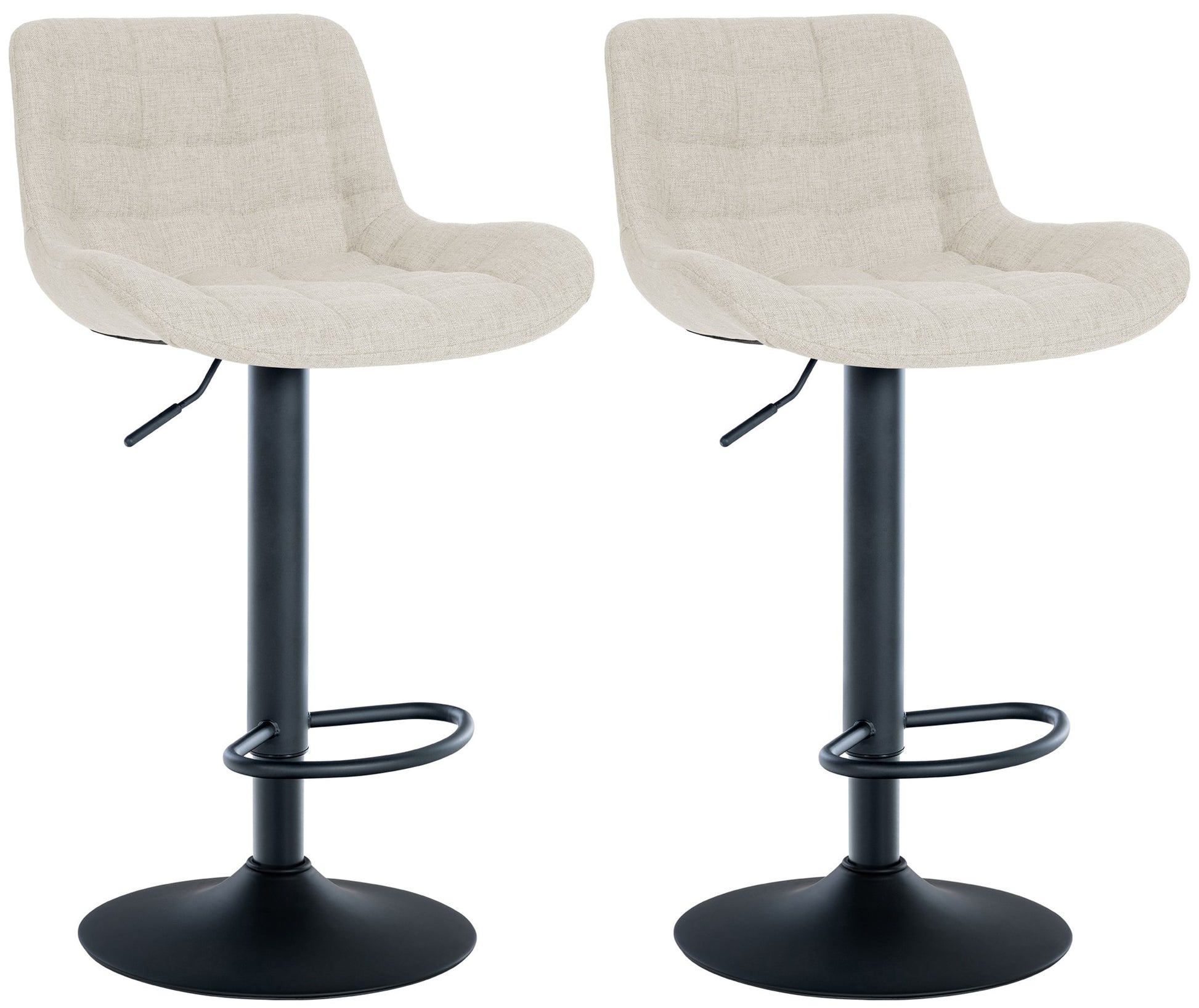 2-delige set Elegante Barstoelen - Barkrukken - Verstelbare Hoogte Kleur crème Materiaal Stof