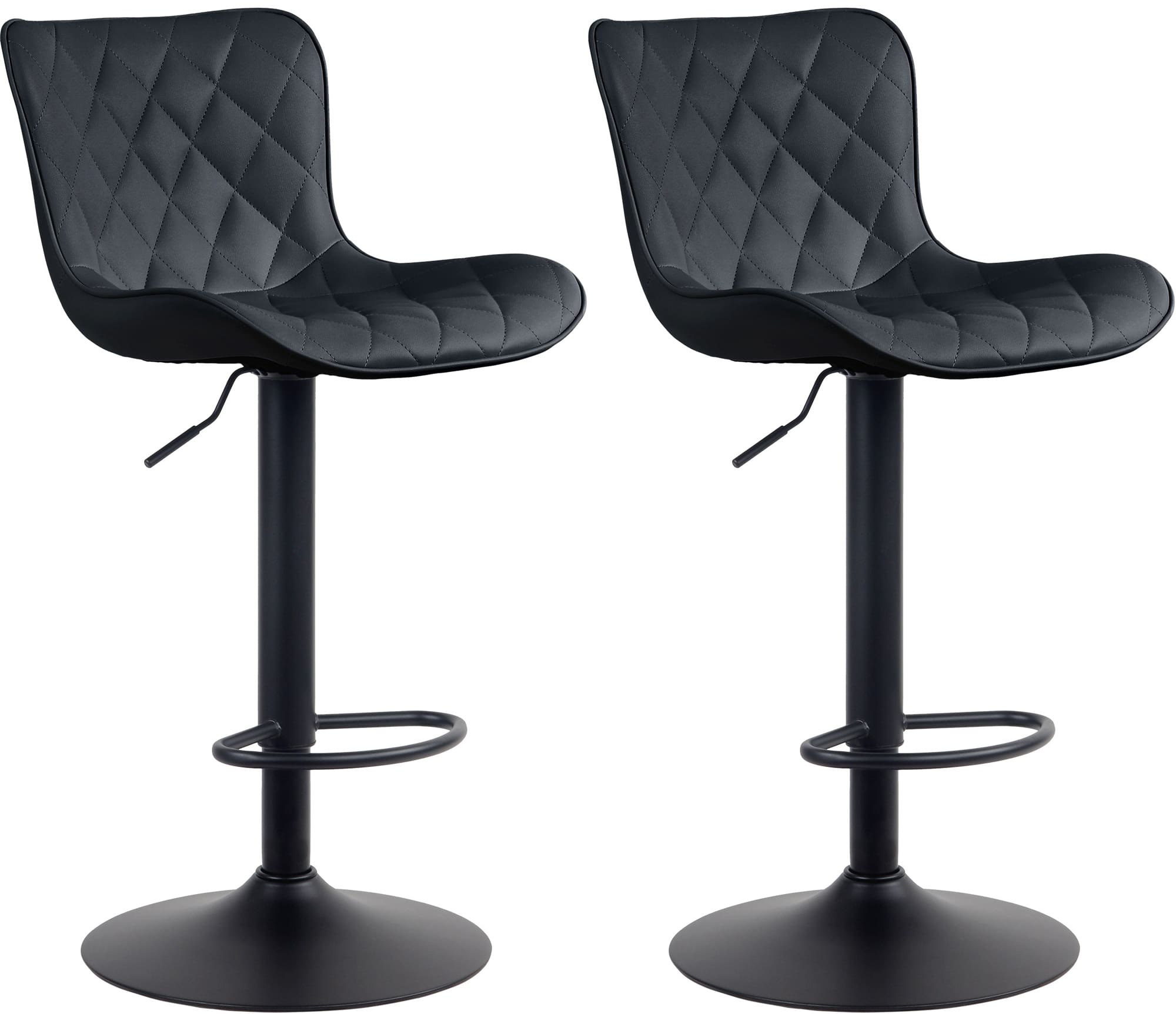 2-delige Set Barkrukken - Hoge Krukken - Modern Design, Hoogte Verstelbaar & 360° Rotatie Kleur zwart Materiaal kunstleer