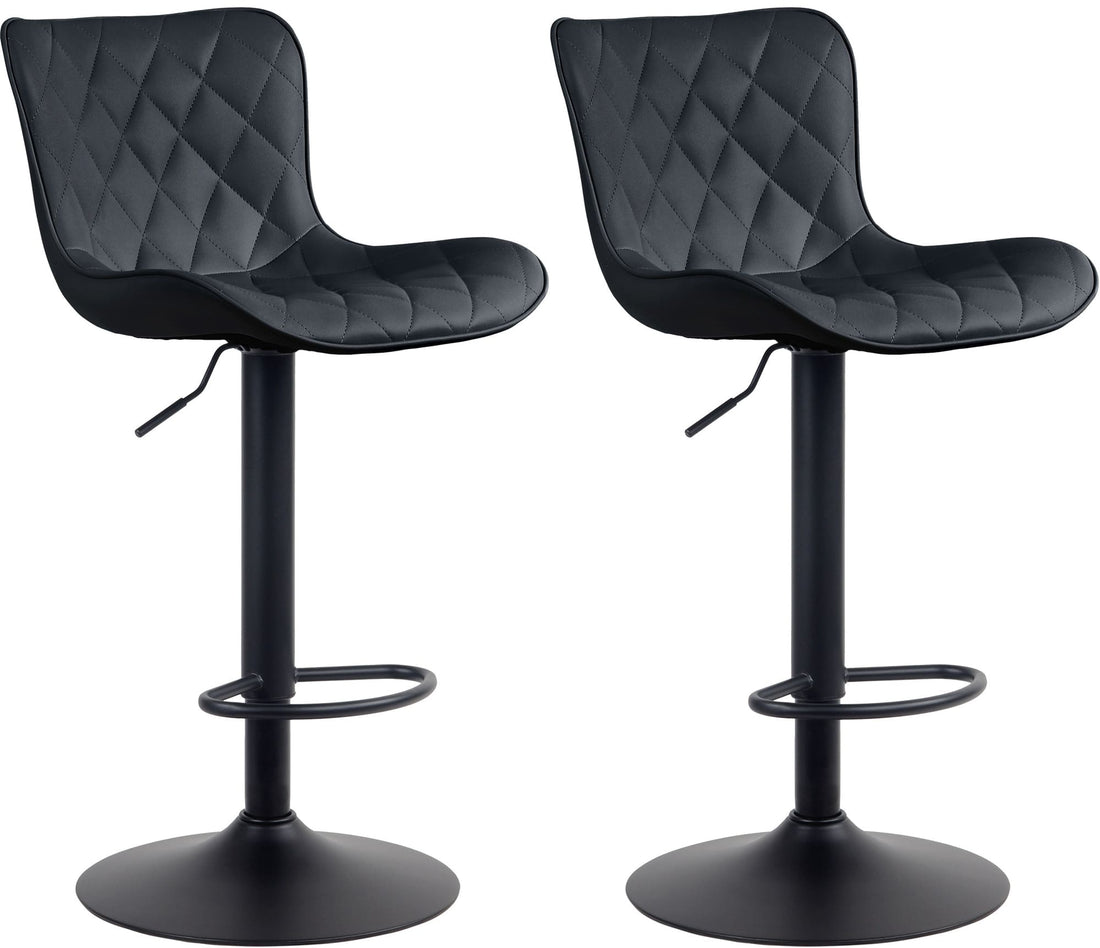 2-delige Set Barkrukken - Hoge Krukken - Modern Design, Hoogte Verstelbaar & 360° Rotatie Kleur zwart Materiaal kunstleer