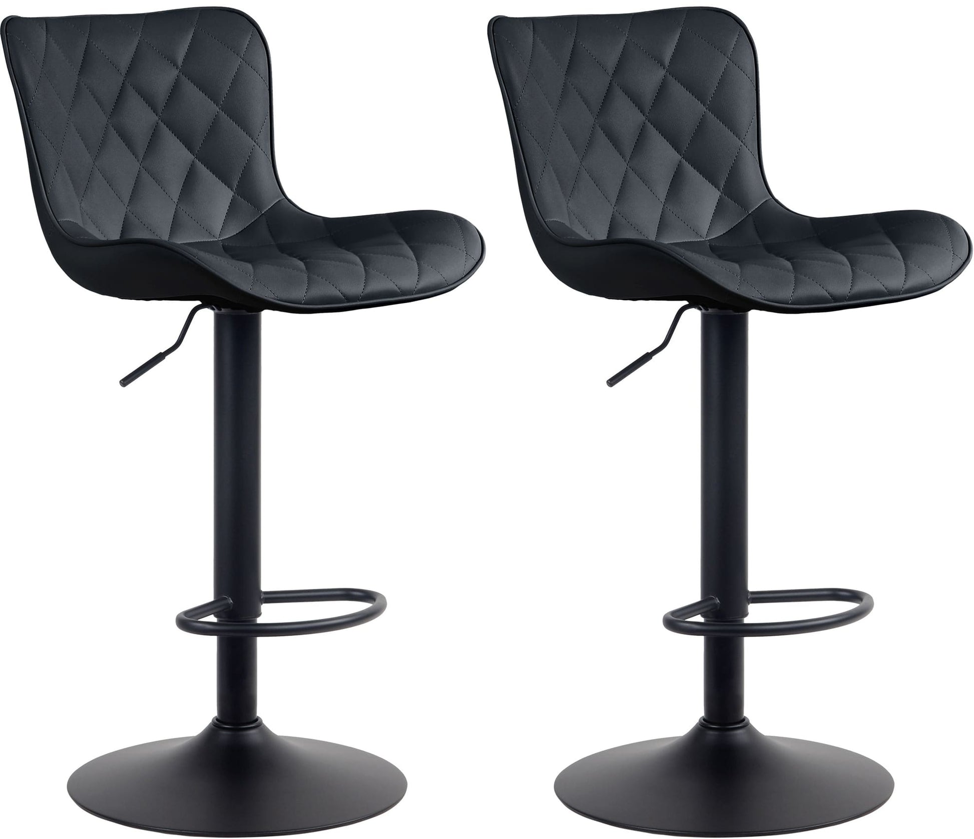 2-delige Set Barkrukken - Hoge Krukken - Modern Design, Hoogte Verstelbaar & 360° Rotatie Kleur zwart Materiaal kunstleer