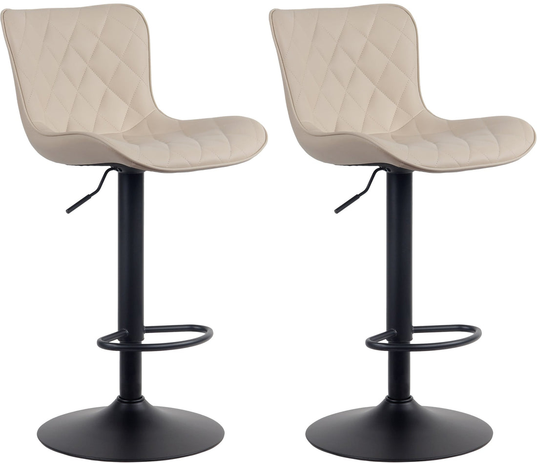 2-delige Set Barkrukken - Hoge Krukken - Modern Design, Hoogte Verstelbaar & 360° Rotatie Kleur zwart Materiaal kunstleer