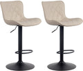 2-delige Set Barkrukken - Hoge Krukken - Modern Design, Hoogte Verstelbaar & 360° Rotatie Kleur crème Materiaal kunstleer