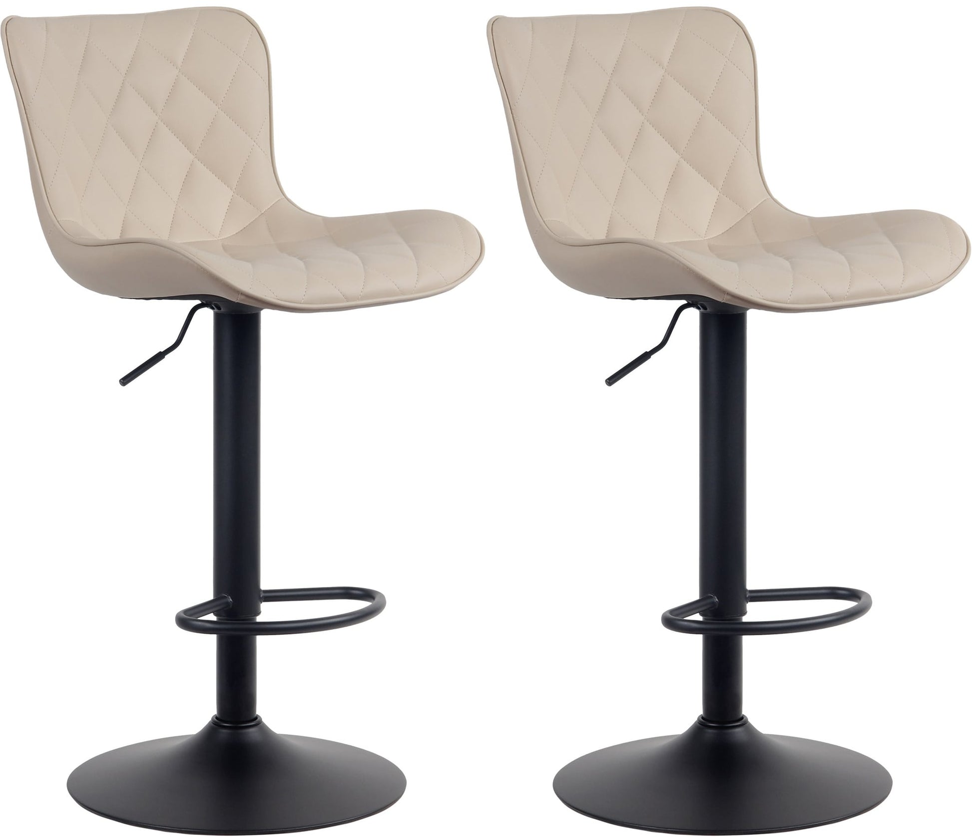 2-delige Set Barkrukken - Hoge Krukken - Modern Design, Hoogte Verstelbaar & 360° Rotatie Kleur crème Materiaal kunstleer