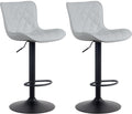 2-delige Set Barkrukken - Hoge Krukken - Modern Design, Hoogte Verstelbaar & 360° Rotatie Kleur grijs Materiaal kunstleer