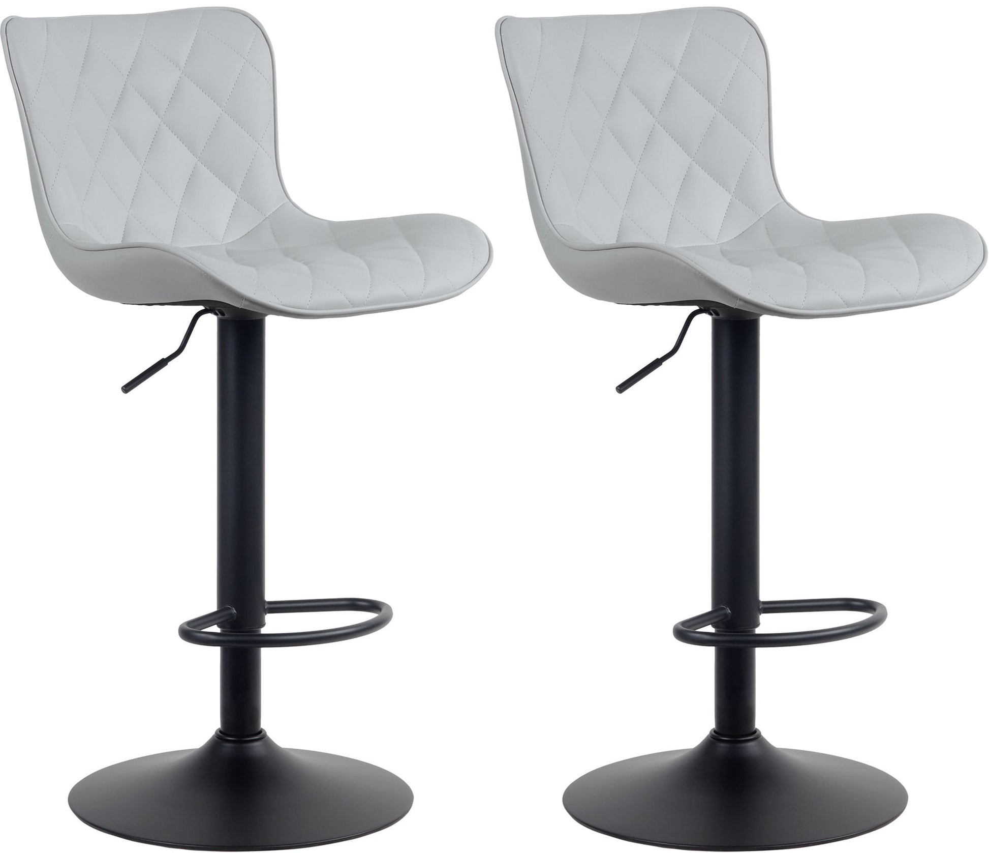 2-delige Set Barkrukken - Hoge Krukken - Modern Design, Hoogte Verstelbaar & 360° Rotatie Kleur grijs Materiaal kunstleer