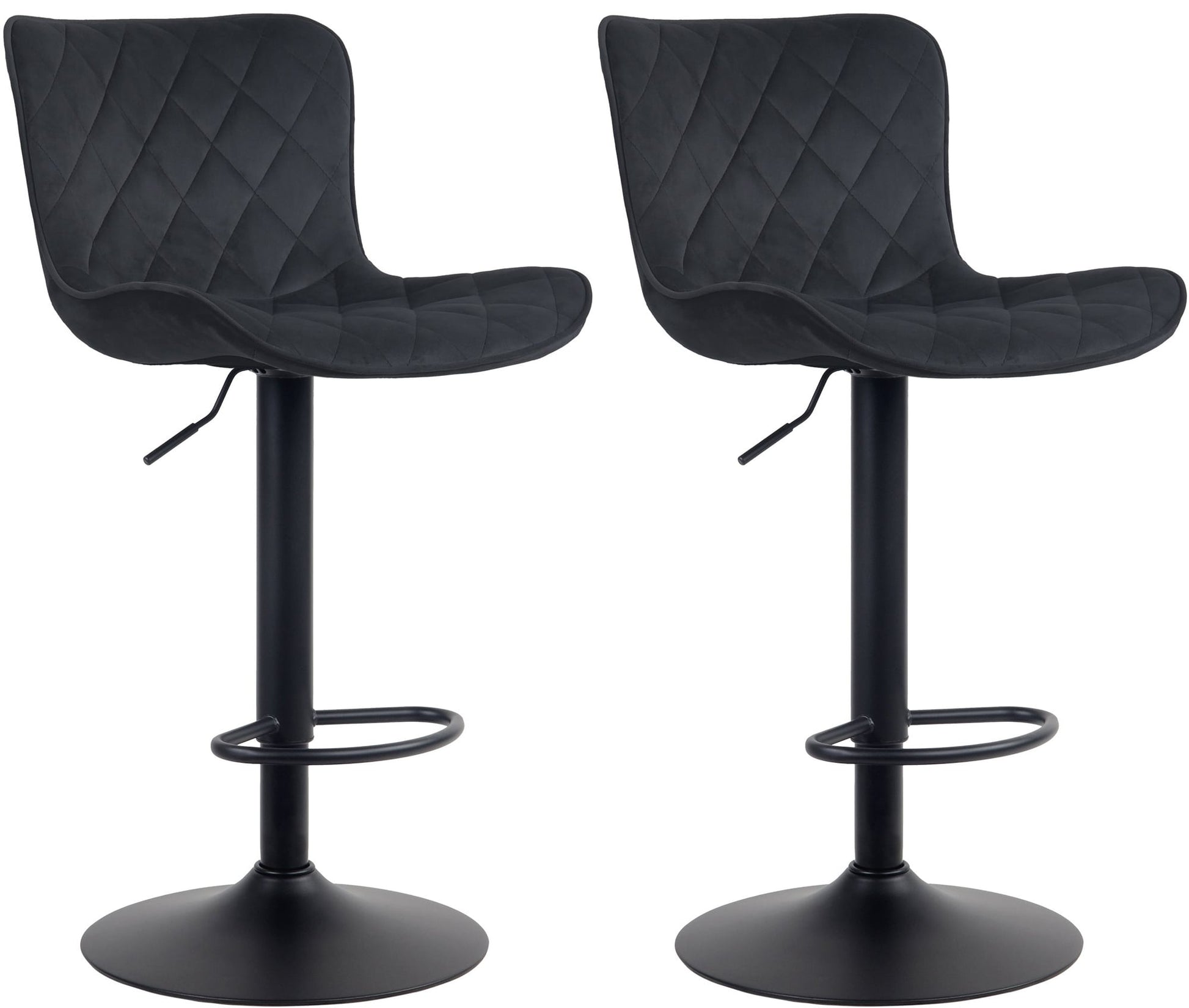 2-delige Set Barkrukken - Hoge Krukken - Modern Design, Hoogte Verstelbaar & 360° Rotatie Kleur zwart Materiaal zacht